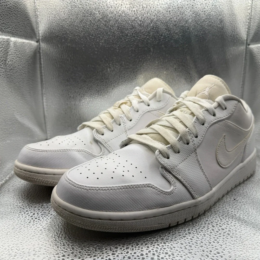 Size 11.5 Air Jordan 1 Retro Low Triple White Mens Sneaker Shoes 553558-102‎